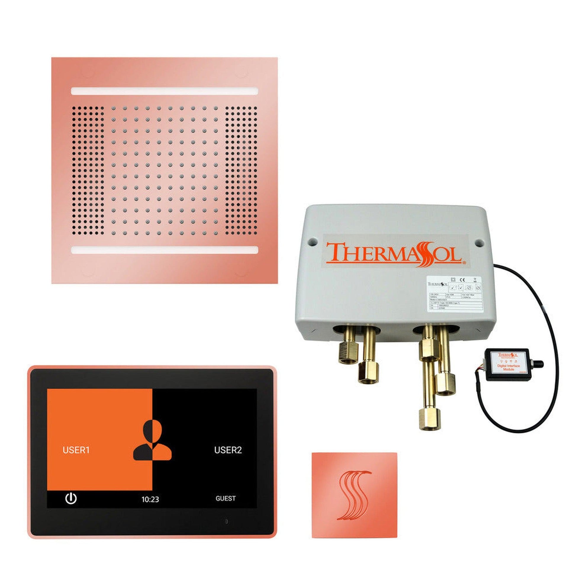 ThermaSol The Total Wellness Copper Finish Hydrovive14 Package with 10" ThermaTouch and Square SteamVection