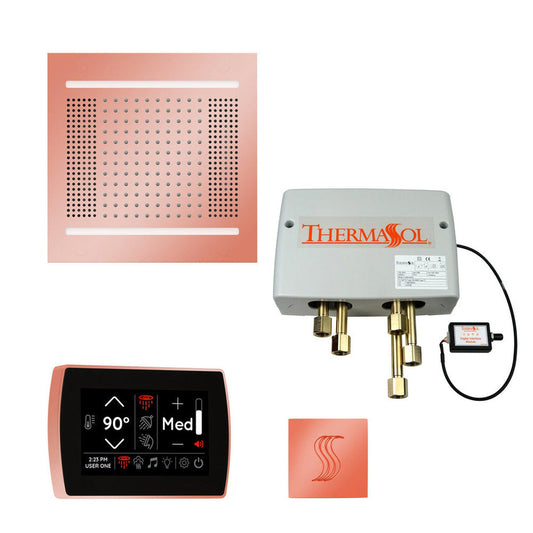 ThermaSol The Total Wellness Copper Finish Hydrovive14 Package with 5" Recessed SignaTouch and Square SteamVection