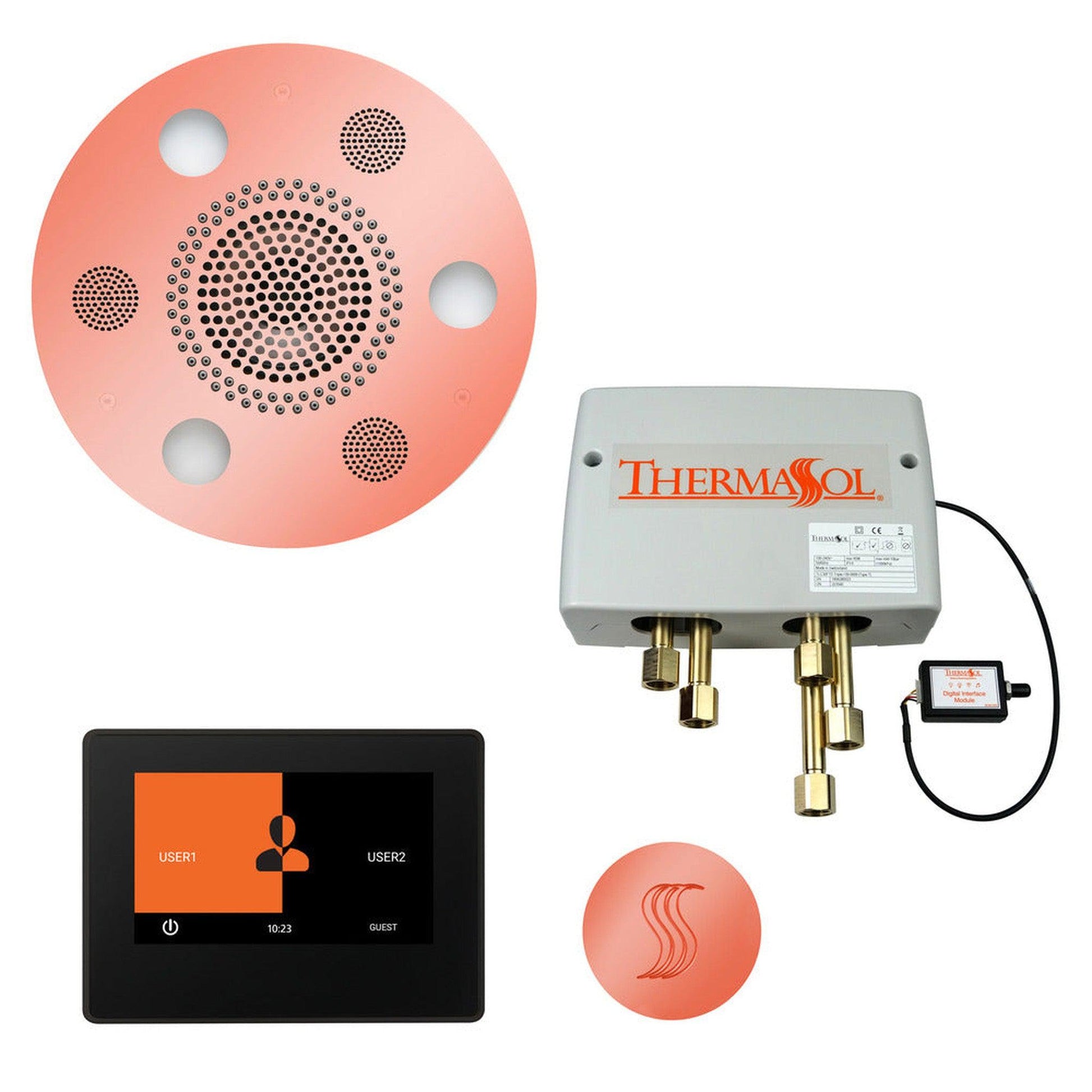 ThermaSol The Total Wellness Copper Finish Serenity Advanced Round Package with 7" ThermaTouch and Round SteamVection