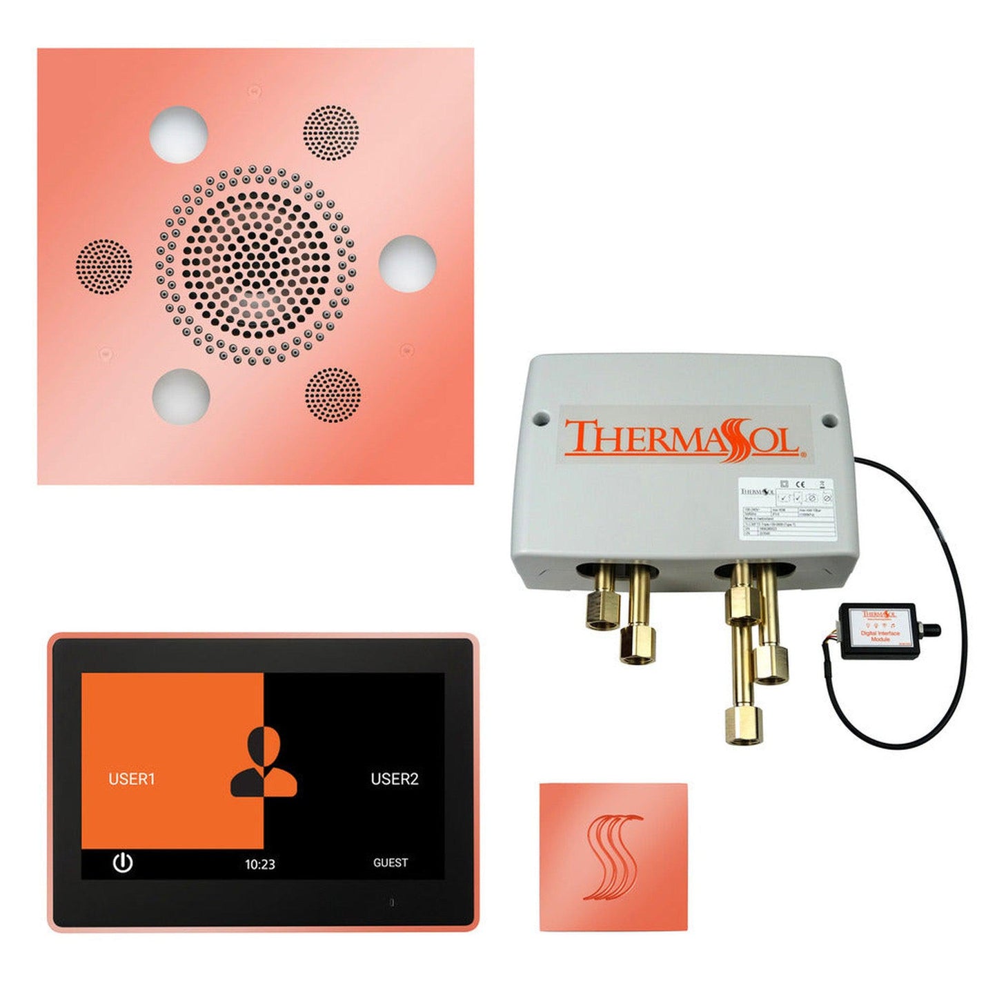 ThermaSol The Total Wellness Copper Finish Serenity Advanced Square Package with 10" ThermaTouch and Square SteamVection