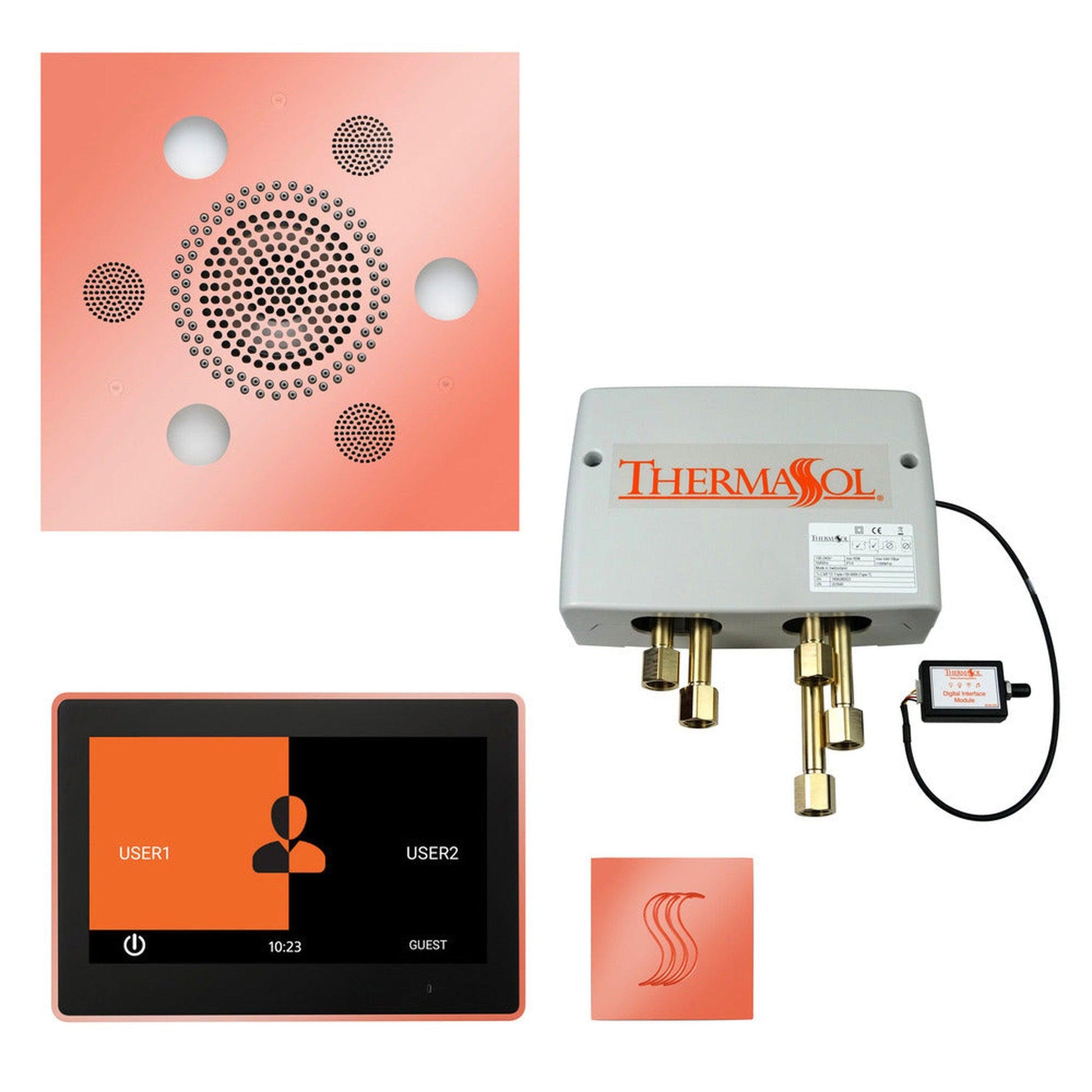ThermaSol The Total Wellness Copper Finish Serenity Advanced Square Package with 10" ThermaTouch and Square SteamVection