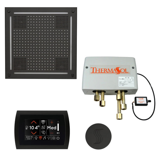 ThermaSol The Total Wellness Matte Black Finish Hydrovive Package with 5" Flushmount SignaTouch and Round SteamVection