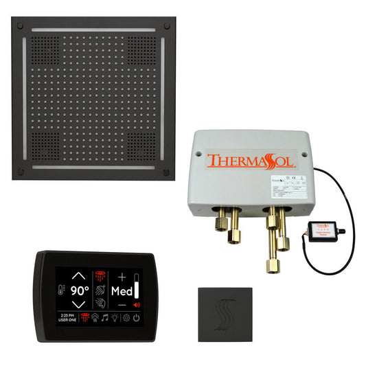 ThermaSol The Total Wellness Matte Black Finish Hydrovive Package with 5" Recessed SignaTouch and Square SteamVection