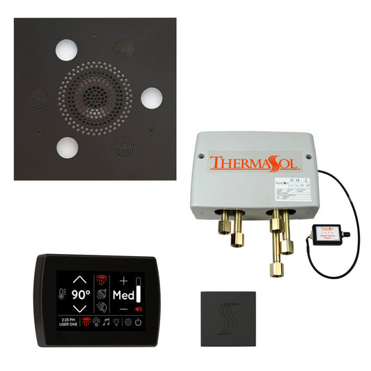 ThermaSol The Total Wellness Matte Black Finish Serenity Advancedd Square Package with 5" Recessed SignaTouch and Square SteamVection