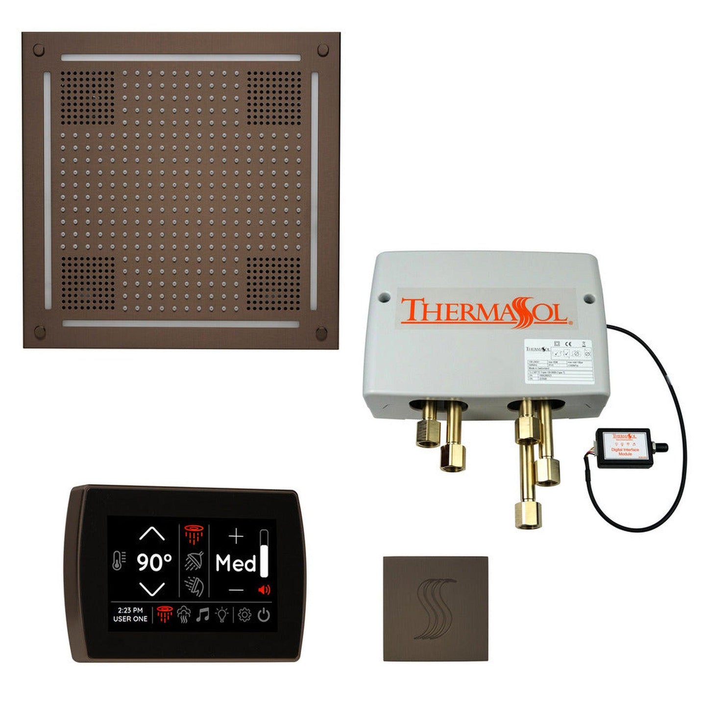 ThermaSol The Total Wellness Oil Rubbed Bronze Finish Hydrovive Package with 5" Recessed SignaTouch and Square SteamVection