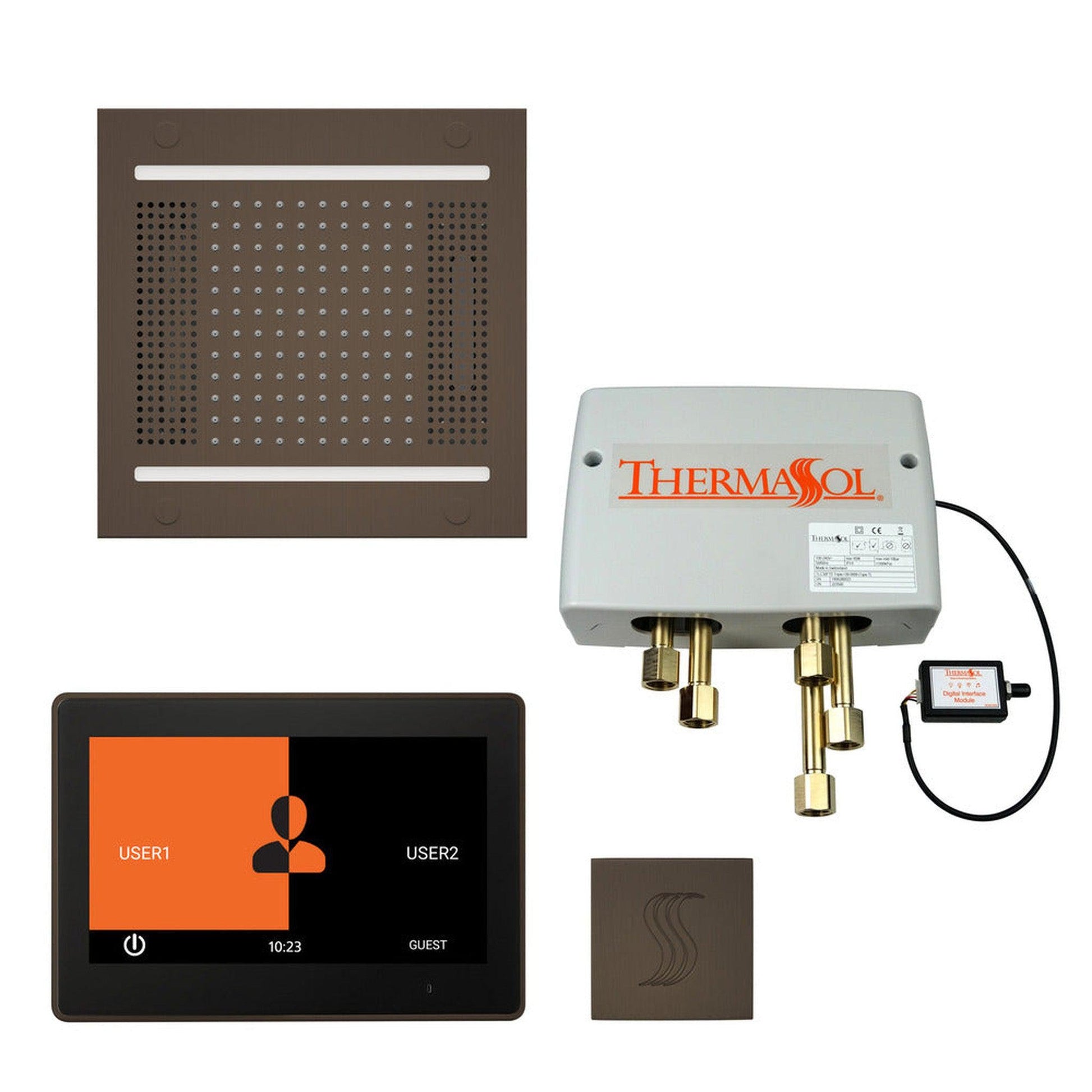 ThermaSol The Total Wellness Oil Rubbed Bronze Finish Hydrovive14 Package with 10" ThermaTouch and Square SteamVection