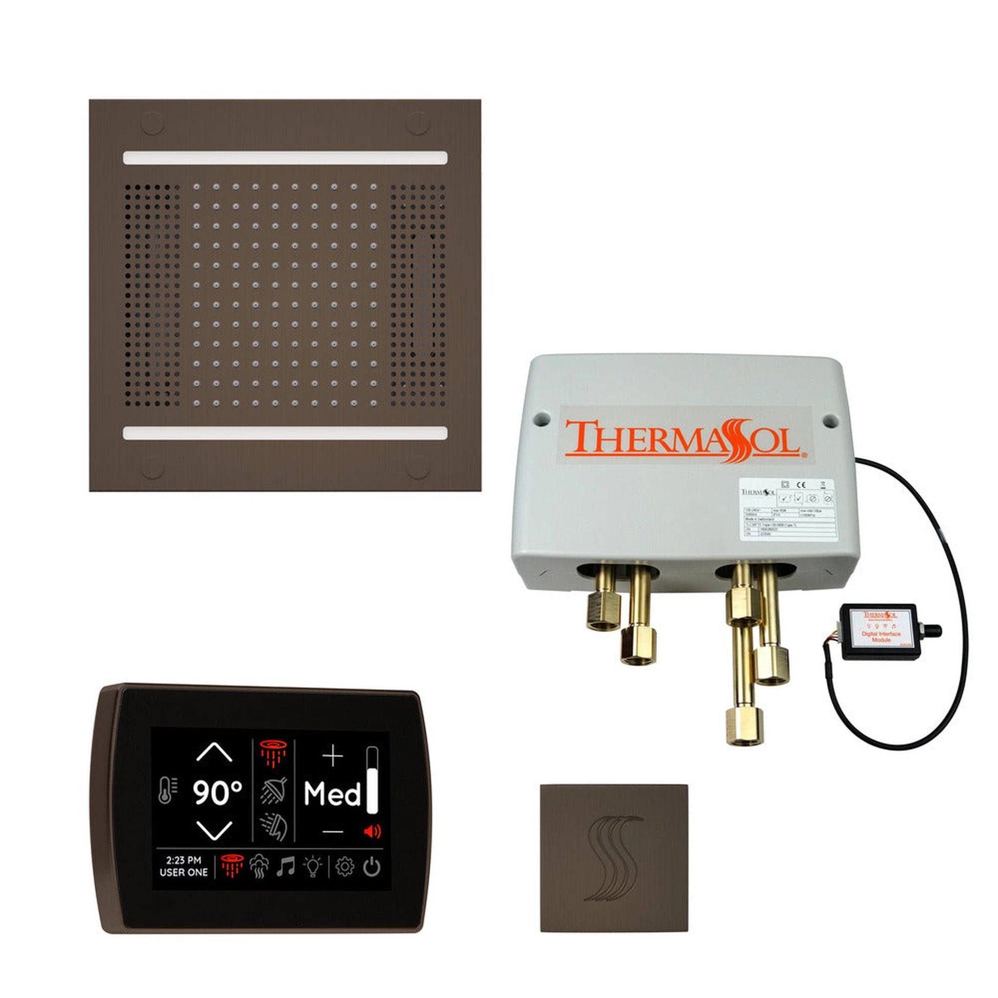 ThermaSol The Total Wellness Oil Rubbed Bronze Finish Hydrovive14 Package with 5" Recessed SignaTouch and Square SteamVection