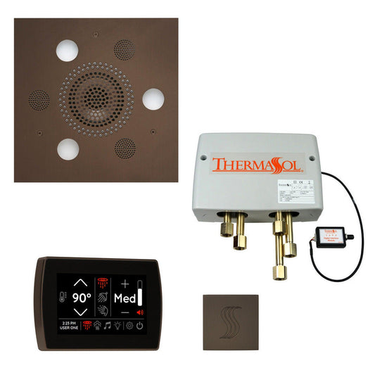 ThermaSol The Total Wellness Oil Rubbed Bronze Finish Serenity Advancedd Square Package with 5" Recessed SignaTouch and Square SteamVection