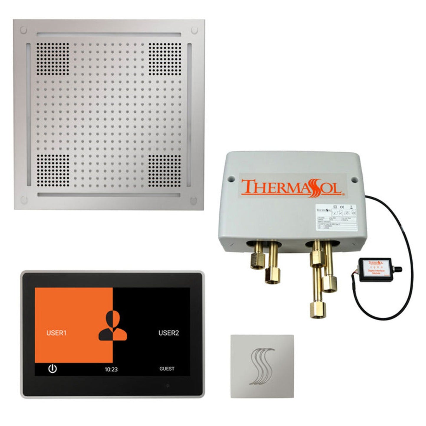 ThermaSol The Total Wellness Polished Chrome Finish Hydrovive Package with 10" ThermaTouch and Square SteamVection