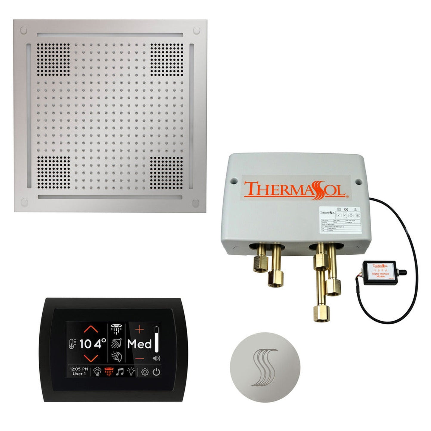 ThermaSol The Total Wellness Polished Chrome Finish Hydrovive Package with 5" Flushmount SignaTouch and Round SteamVection