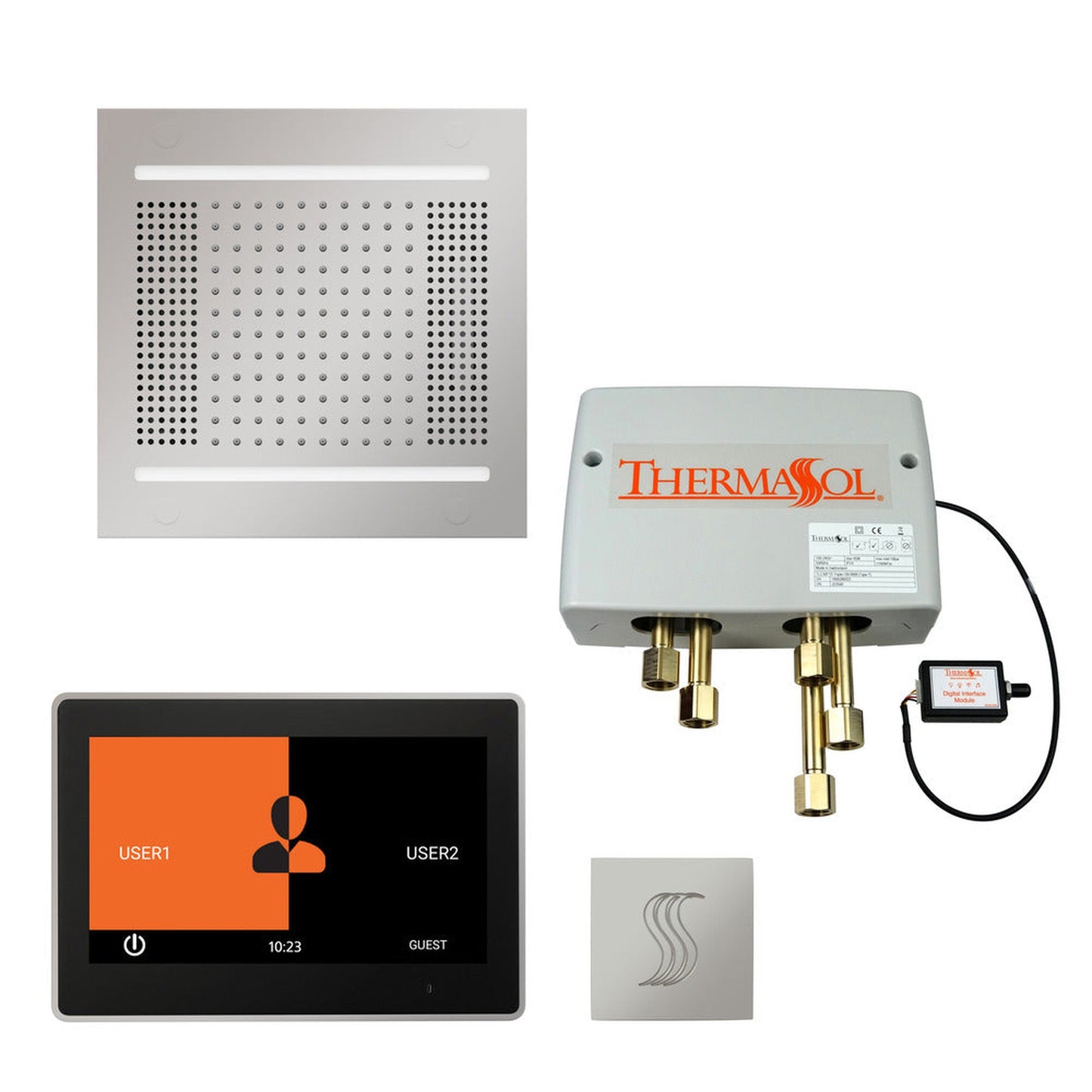 ThermaSol The Total Wellness Polished Chrome Finish Hydrovive14 Package with 10" ThermaTouch and Square SteamVection
