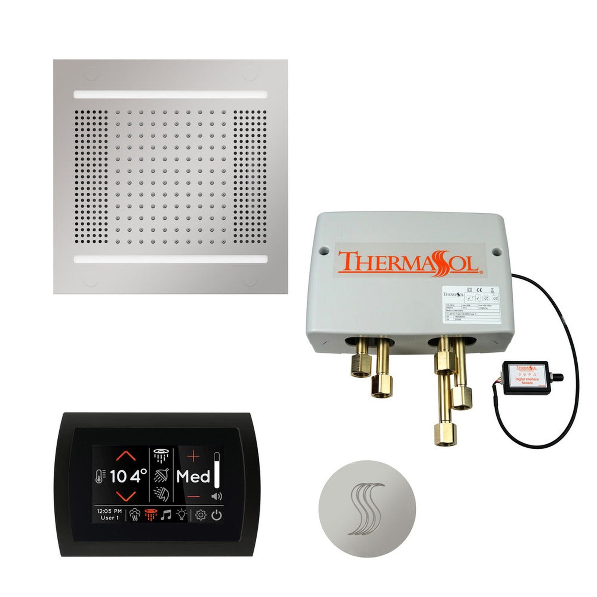 ThermaSol The Total Wellness Polished Chrome Finish Hydrovive14 Package with 5" Flushmount SignaTouch and Round SteamVection