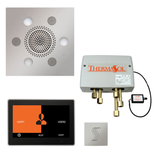 ThermaSol The Total Wellness Polished Chrome Finish Serenity Advanced Square Package with 10" ThermaTouch and Square SteamVection