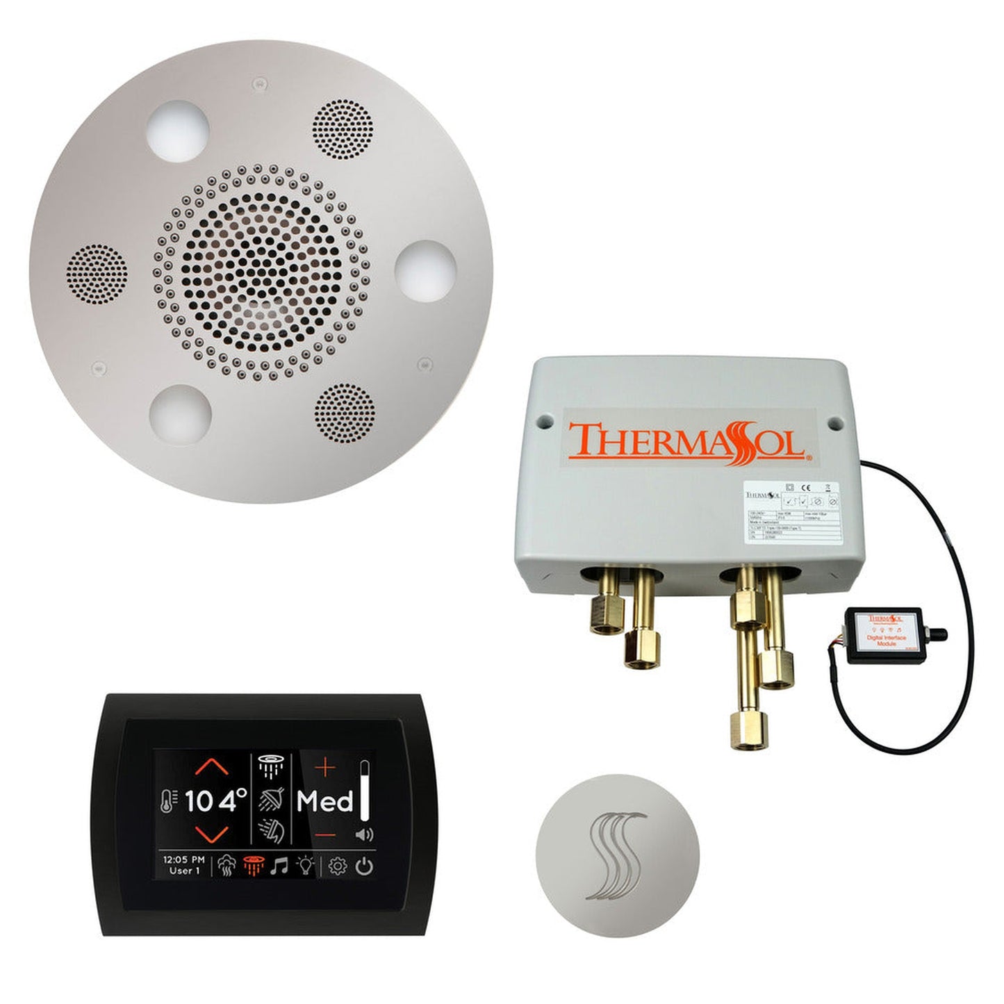 ThermaSol The Total Wellness Polished Chrome Finish Serenity Advancedd Round Package with 5" Flushmount SignaTouch and Round SteamVection