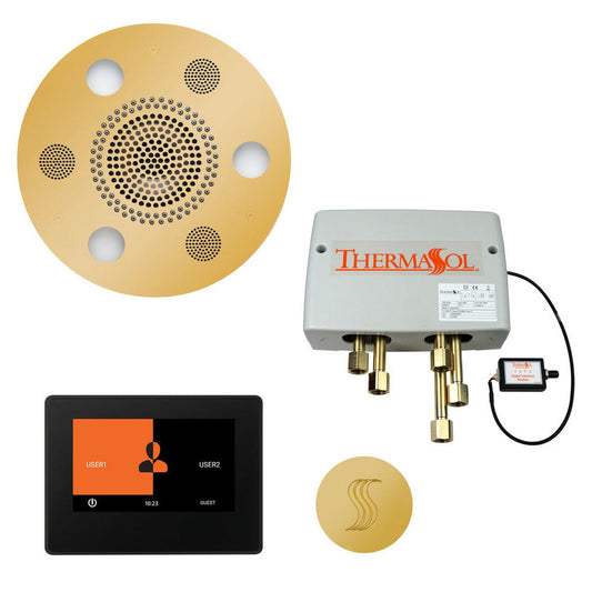 ThermaSol The Total Wellness Polished Gold Finish Serenity Advanced Round Package with 7" ThermaTouch and Round SteamVection