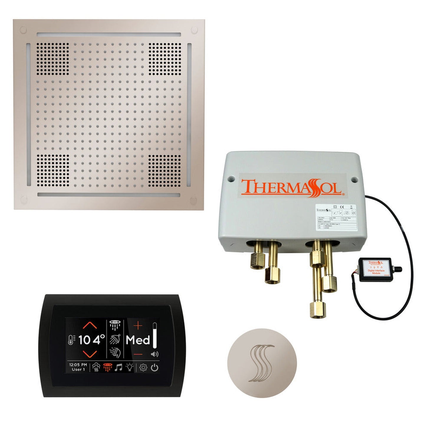 ThermaSol The Total Wellness Polished Nickel Finish Hydrovive Package with 5" Flushmount SignaTouch and Round SteamVection