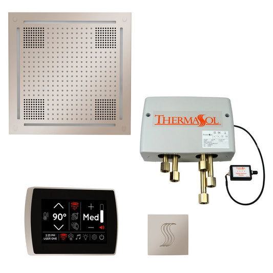 ThermaSol The Total Wellness Polished Nickel Finish Hydrovive Package with 5" Recessed SignaTouch and Square SteamVection
