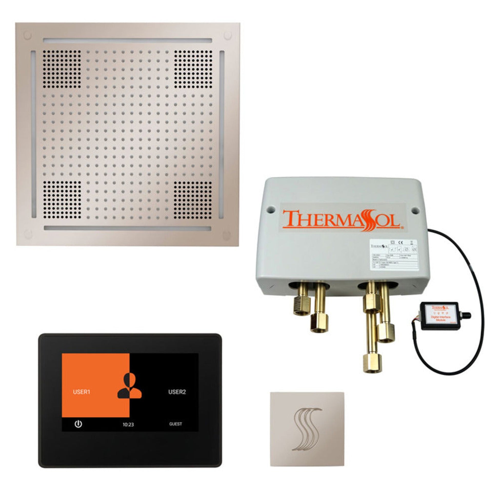 ThermaSol The Total Wellness Polished Nickel Finish Hydrovive Package with 7" ThermaTouch and Square SteamVection