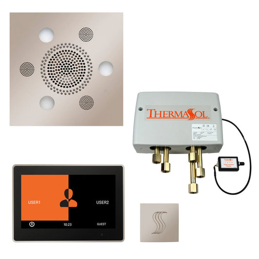 ThermaSol The Total Wellness Polished Nickel Finish Serenity Advanced Square Package with 10" ThermaTouch and Square SteamVection