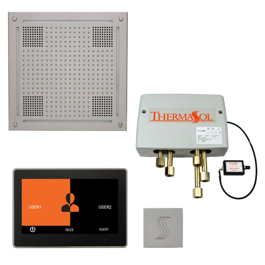 ThermaSol The Total Wellness Satin Chrome Finish Hydrovive Package with 10" ThermaTouch and Square SteamVection