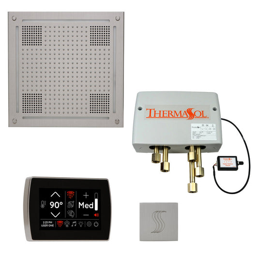 ThermaSol The Total Wellness Satin Chrome Finish Hydrovive Package with 5" Recessed SignaTouch and Square SteamVection