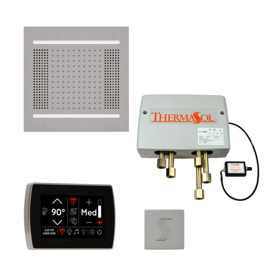 ThermaSol The Total Wellness Satin Chrome Finish Hydrovive14 Package with 5" Recessed SignaTouch and Square SteamVection