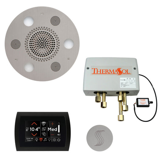 ThermaSol The Total Wellness Satin Chrome Finish Serenity Advancedd Round Package with 5" Flushmount SignaTouch and Round SteamVection