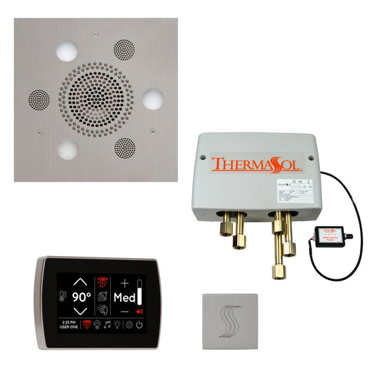 ThermaSol The Total Wellness Satin Chrome Finish Serenity Advancedd Square Package with 5" Recessed SignaTouch and Square SteamVection
