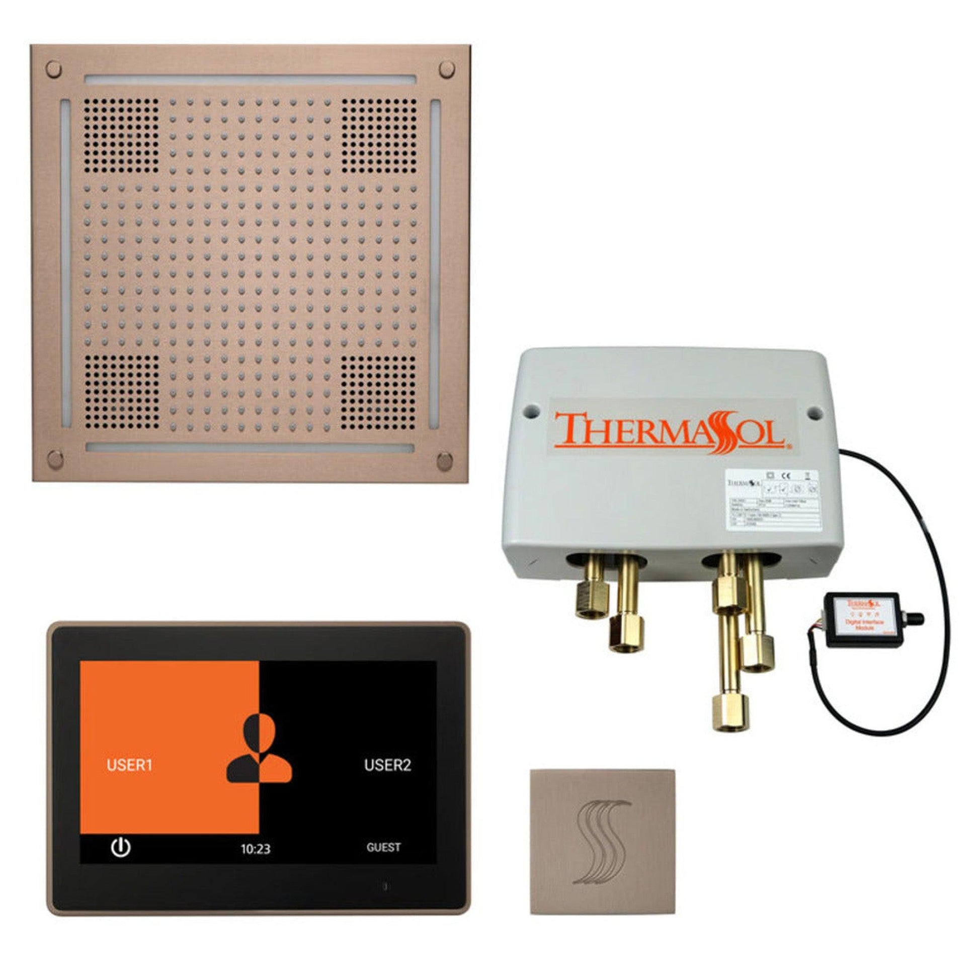 ThermaSol The Total Wellness Satin Nickel Finish Hydrovive Package with 10" ThermaTouch and Square SteamVection