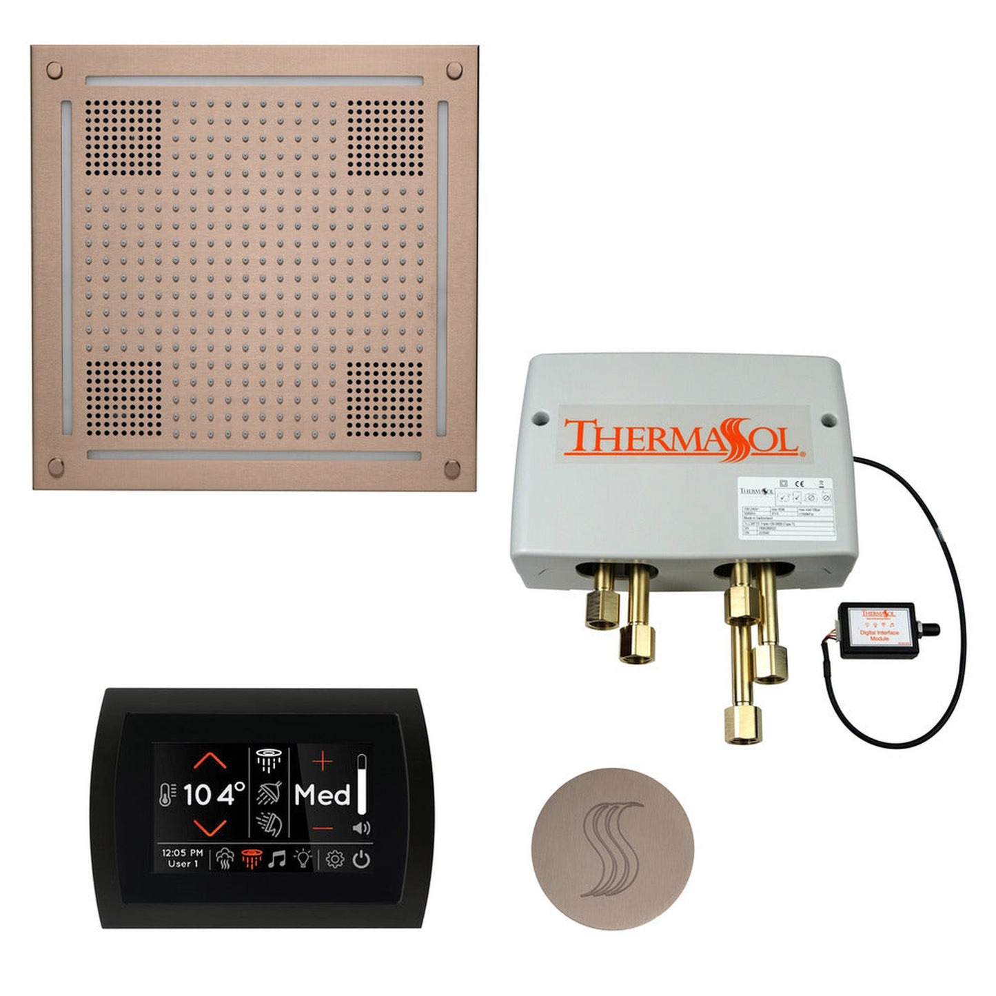 ThermaSol The Total Wellness Satin Nickel Finish Hydrovive Package with 5" Flushmount SignaTouch and Round SteamVection