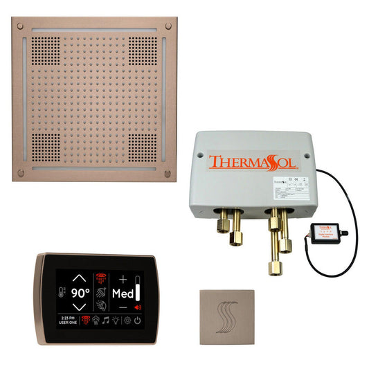 ThermaSol The Total Wellness Satin Nickel Finish Hydrovive Package with 5" Recessed SignaTouch and Square SteamVection