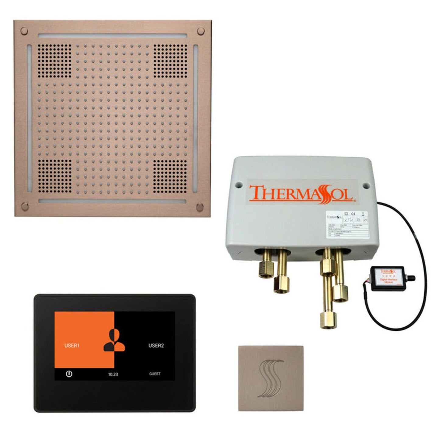 ThermaSol The Total Wellness Satin Nickel Finish Hydrovive Package with 7" ThermaTouch and Square SteamVection