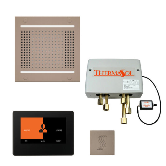ThermaSol The Total Wellness Satin Nickel Finish Hydrovive14 Package with 7" ThermaTouch and Square SteamVection