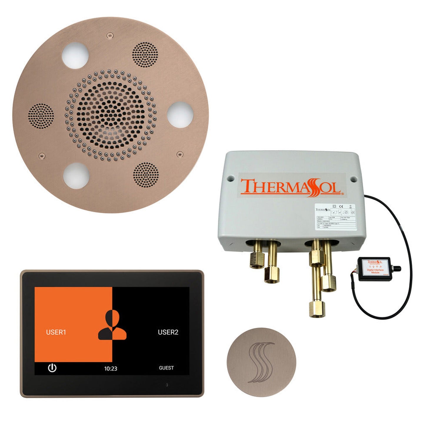 ThermaSol The Total Wellness Satin Nickel Finish Serenity Advanced Round Package with 10" ThermaTouch and Round SteamVection