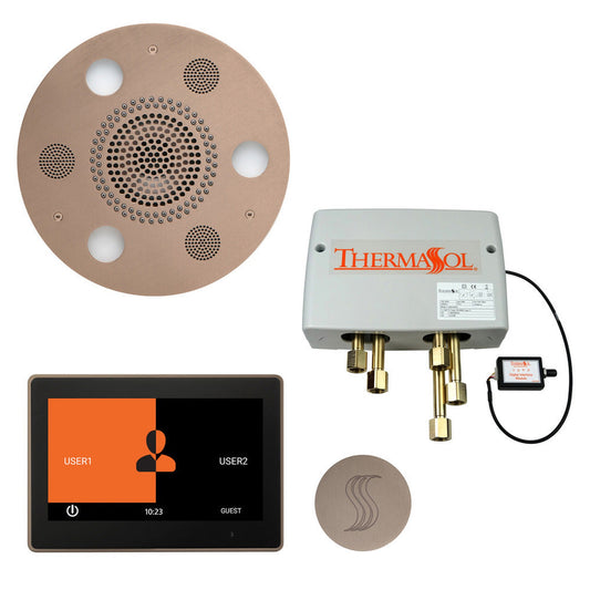 ThermaSol The Total Wellness Satin Nickel Finish Serenity Advanced Round Package with 10" ThermaTouch and Round SteamVection