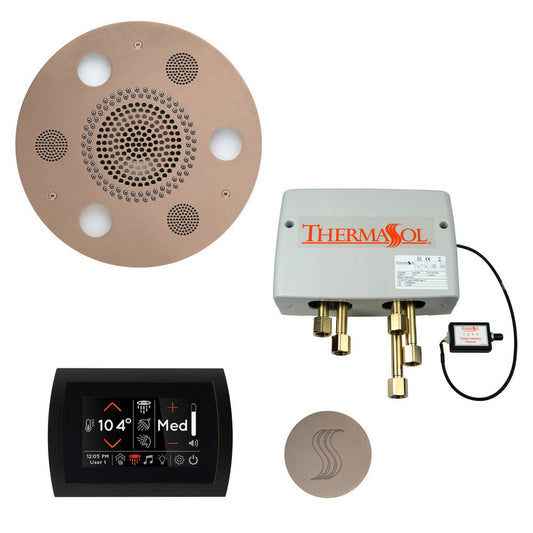 ThermaSol The Total Wellness Satin Nickel Finish Serenity Advancedd Round Package with 5" Flushmount SignaTouch and Round SteamVection