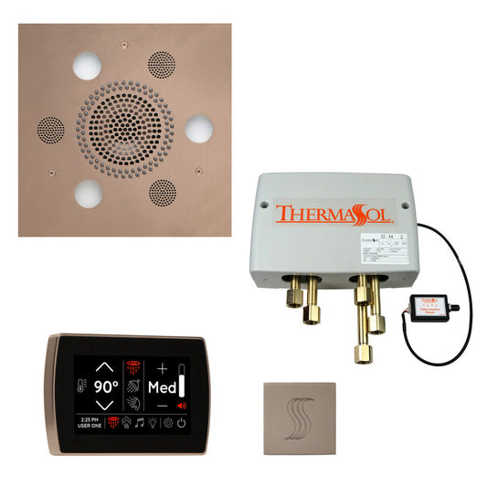 ThermaSol The Total Wellness Satin Nickel Finish Serenity Advancedd Square Package with 5" Recessed SignaTouch and Square SteamVection