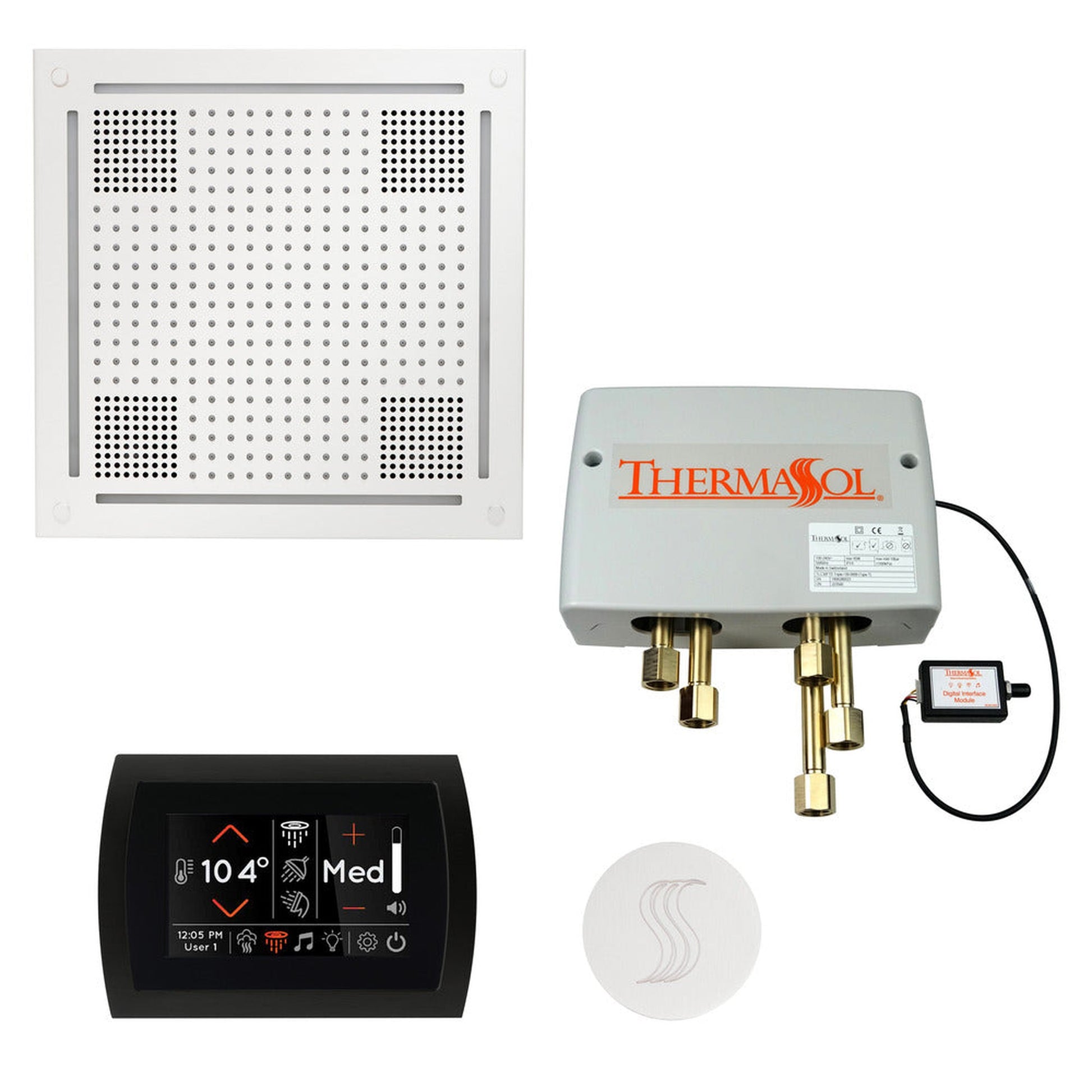 ThermaSol The Total Wellness White Finish Hydrovive Package with 5" Flushmount SignaTouch and Round SteamVection