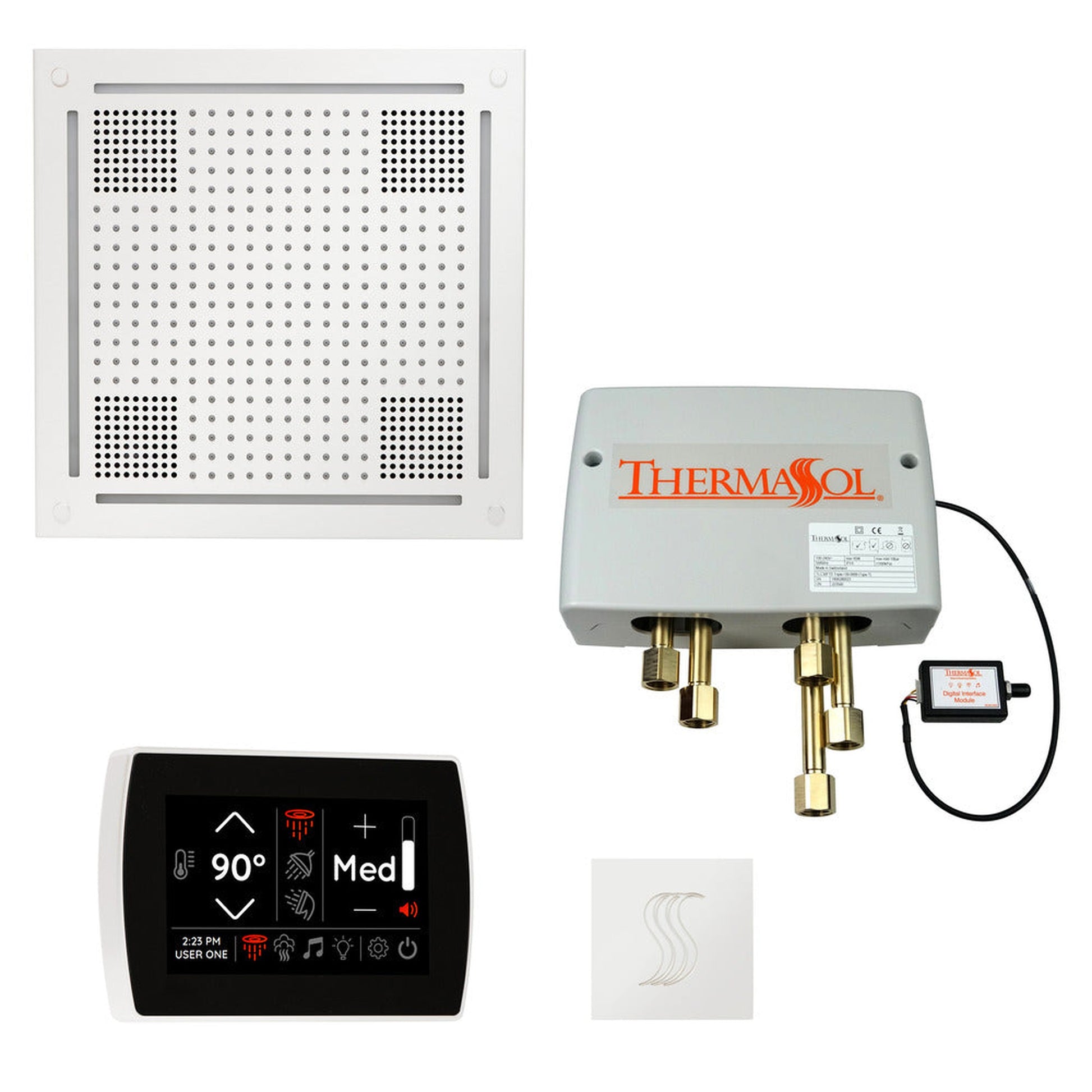 ThermaSol The Total Wellness White Finish Hydrovive Package with 5" Recessed SignaTouch and Square SteamVection