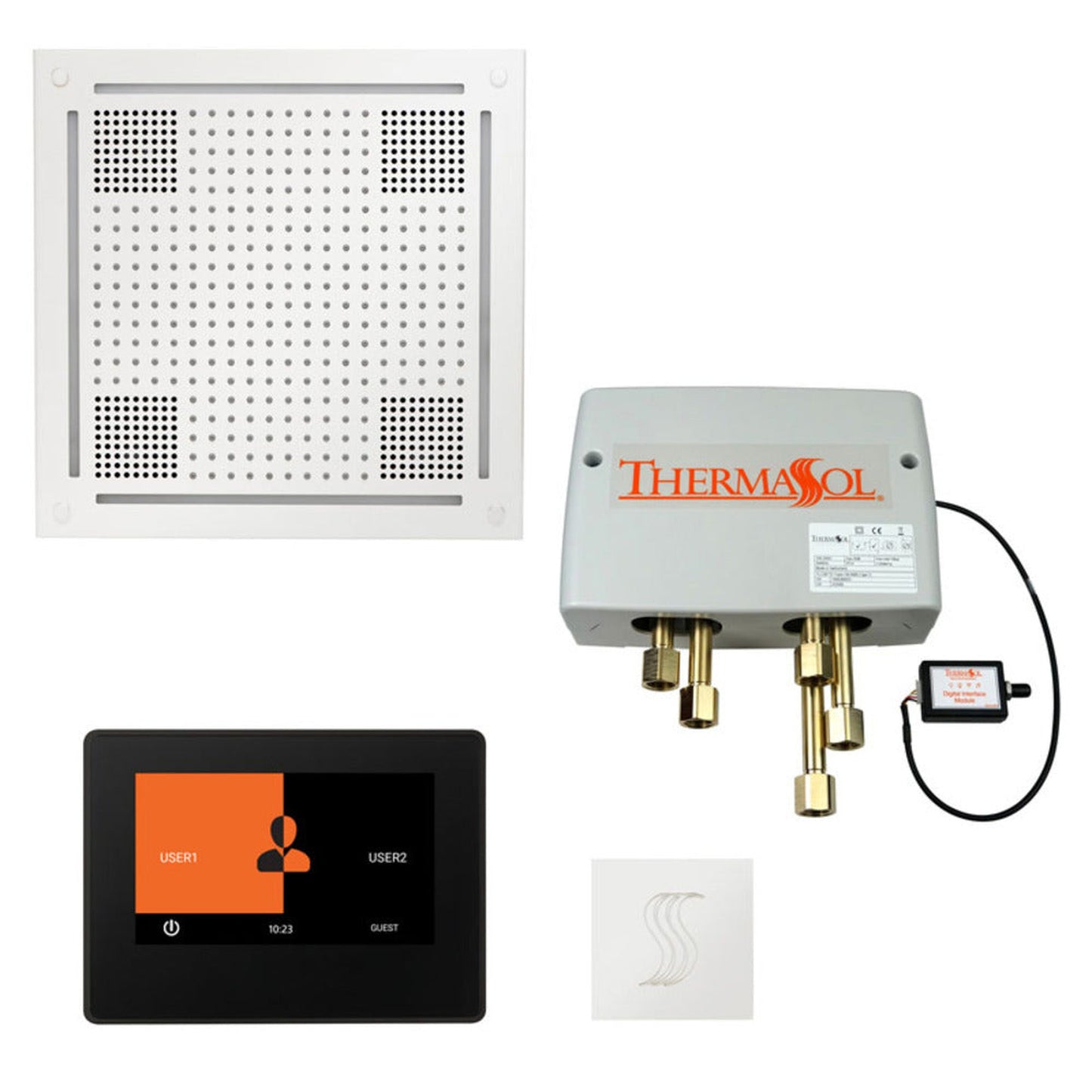 ThermaSol The Total Wellness White Finish Hydrovive Package with 7" ThermaTouch and Square SteamVection