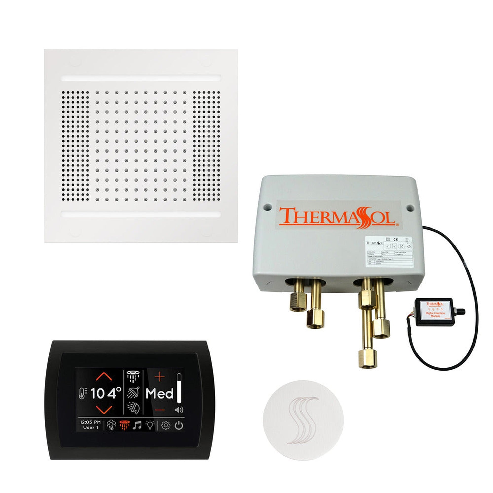 ThermaSol The Total Wellness White Finish Hydrovive14 Package with 5" Flushmount SignaTouch and Round SteamVection