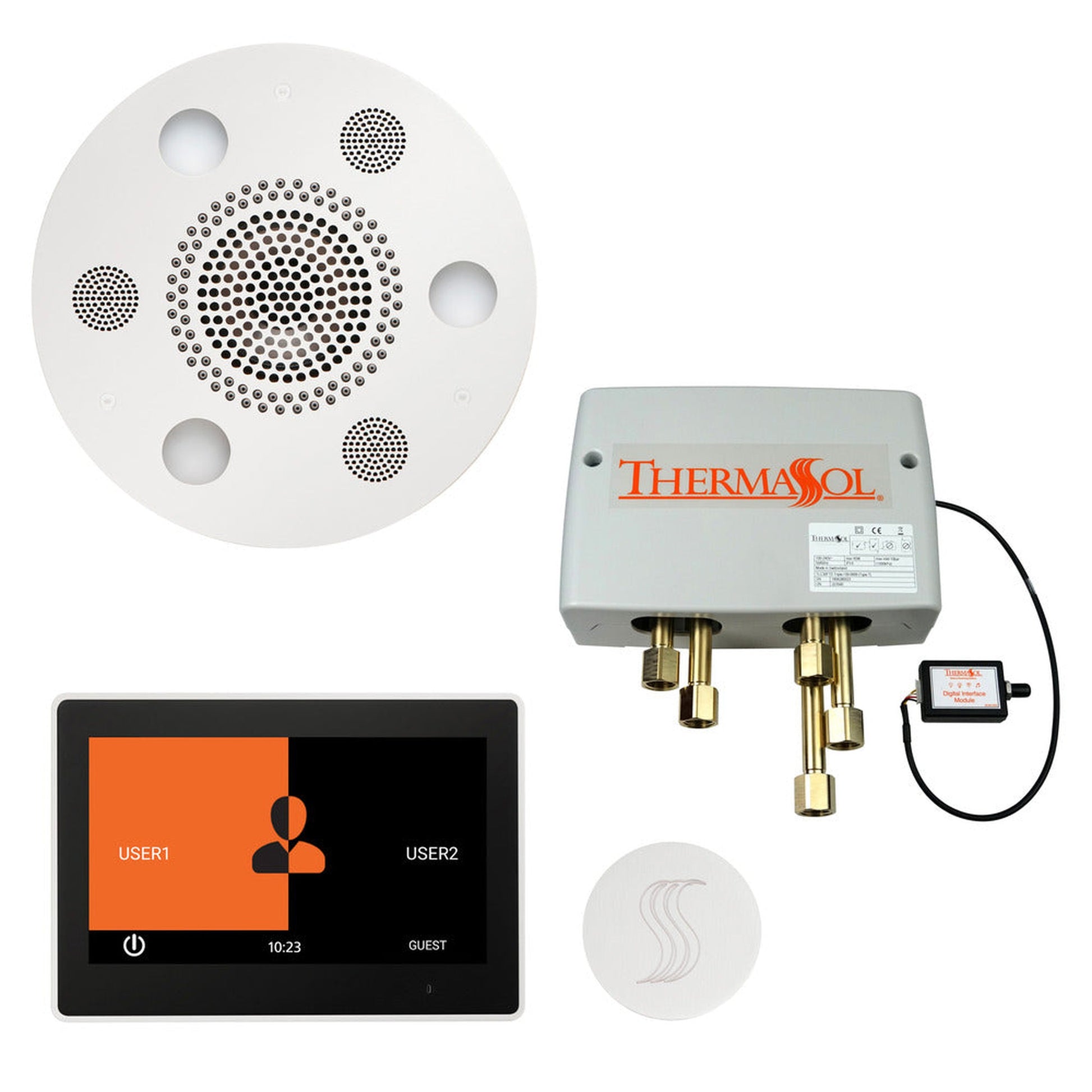 ThermaSol The Total Wellness White Finish Serenity Advanced Round Package with 10" ThermaTouch and Round SteamVection