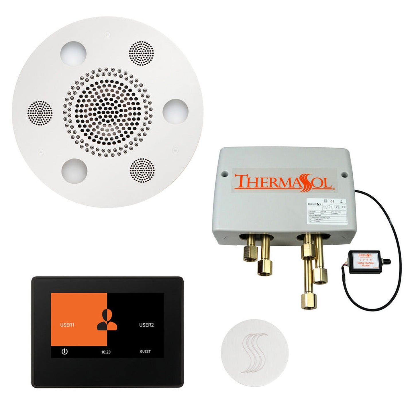 ThermaSol The Total Wellness White Finish Serenity Advanced Round Package with 7" ThermaTouch and Round SteamVection