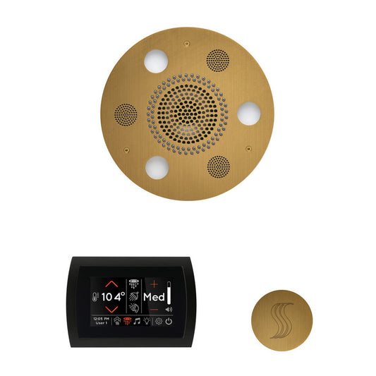 ThermaSol The Wellness Antique Brass Finish Serenity Advanced Round Package with 5" SignaTouch and SteamVection