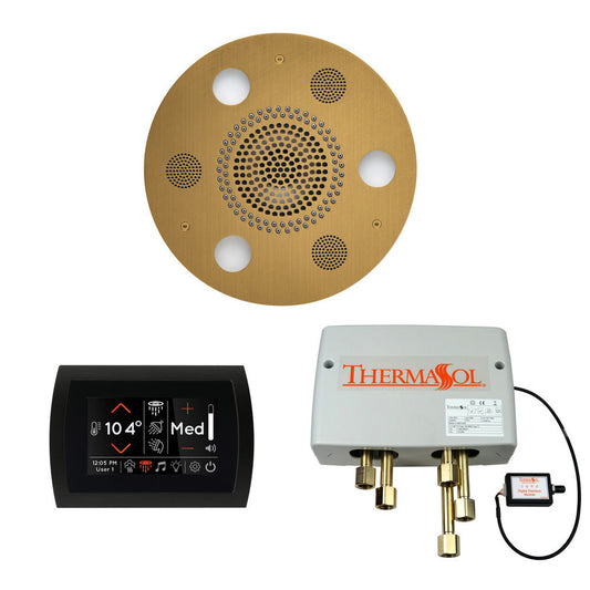 ThermaSol The Wellness Antique Brass Finish Serenity Advanced Round Shower Package with 5" Flushmount SignaTouch