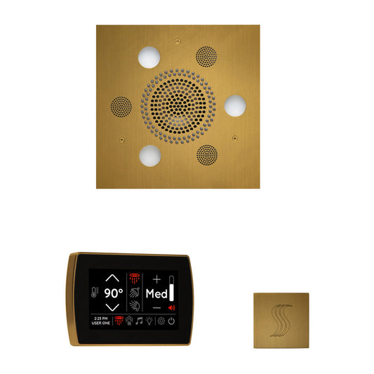 ThermaSol The Wellness Antique Brass Finish Serenity Advanced Square Package with 5" SignaTouch and SteamVection