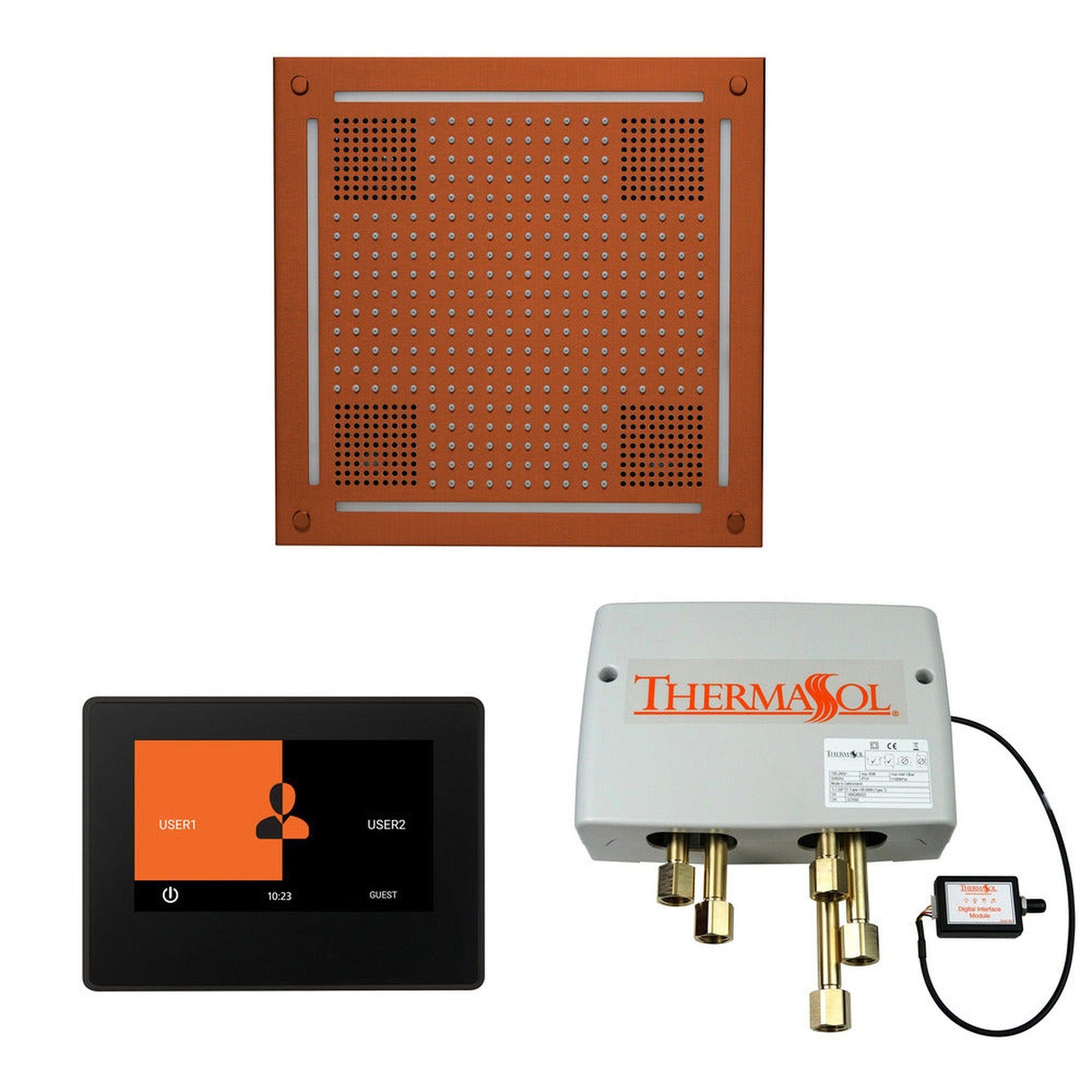 ThermaSol The Wellness Antique Copper Finish Hydrovive Shower Square Package with 7" ThermaTouch