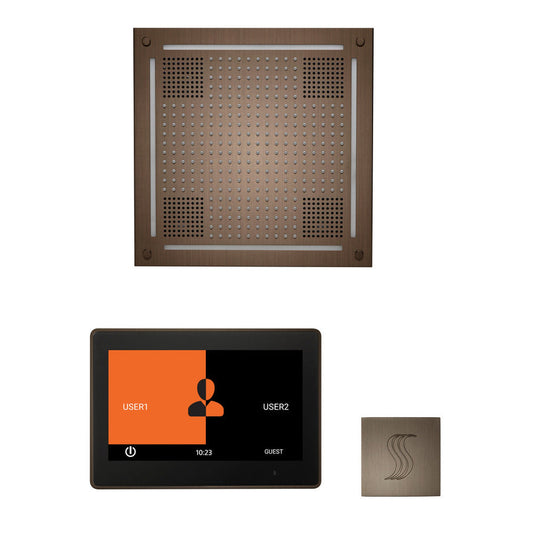 ThermaSol The Wellness Antique Copper Finish Hydrovive Steam Square Package with 10" ThermaTouch and SteamVection