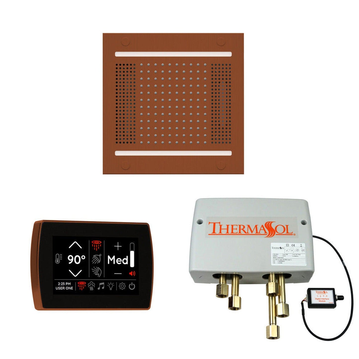ThermaSol The Wellness Antique Copper Finish Hydrovive14 Shower Package with 5" Recessed SignaTouch