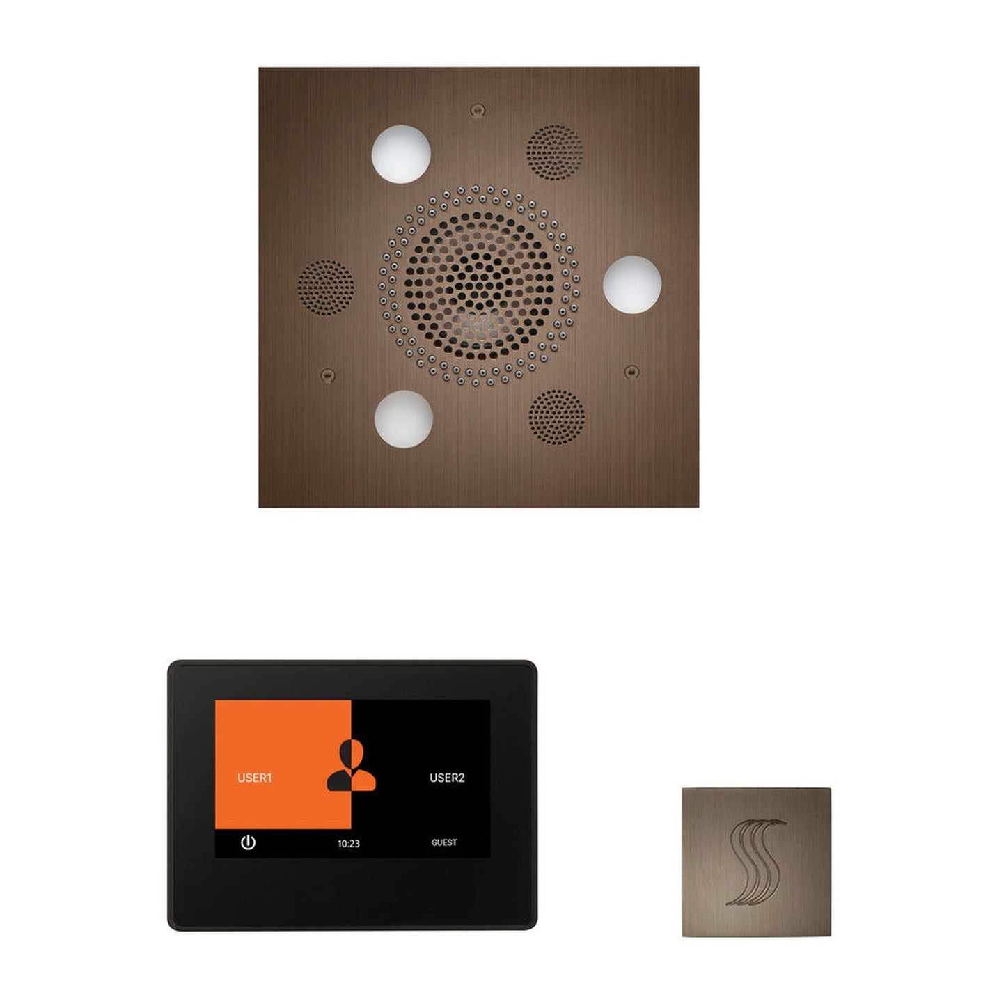 ThermaSol The Wellness Antique Copper Finish Serenity Advanced Square Steam Package with 7" ThermaTouch and SteamVection